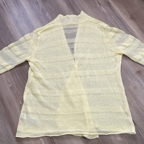 Eileen Fisher Straight Linen Open Cardigan Daisy Pale yellow Loose weave Size M - Picture 9 of 12
